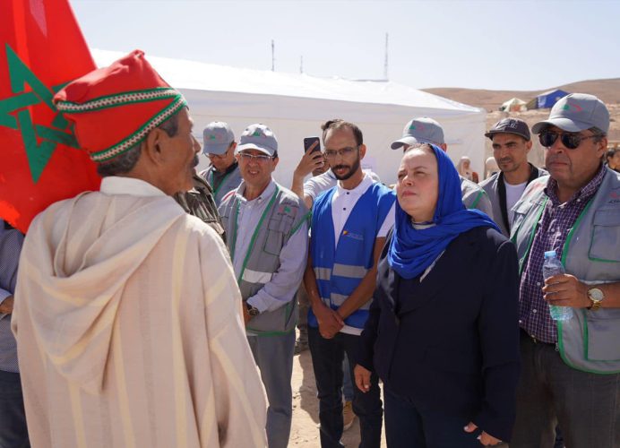 Mme Hayar s’enquiert à Al Haouz de l’état d’avancement des opérations d’assistance sociale des personnes sinistrées