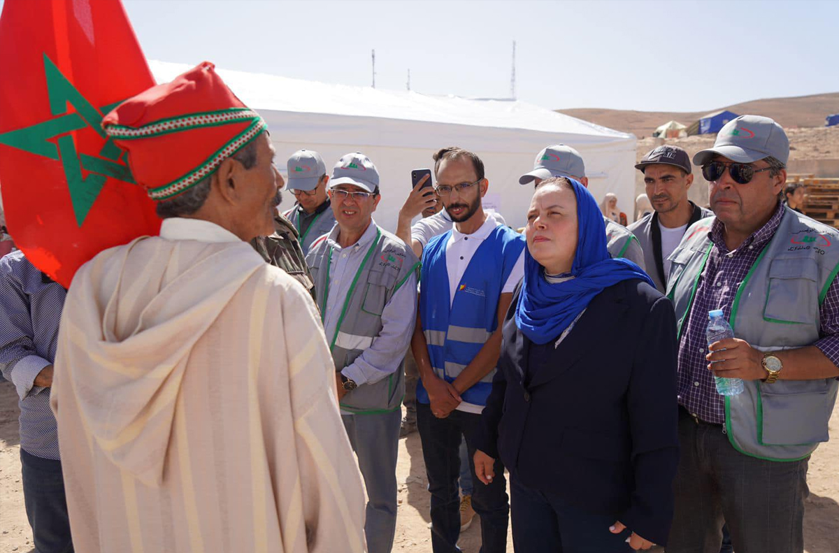 Mme Hayar s’enquiert à Al Haouz de l’état d’avancement des opérations d’assistance sociale des personnes sinistrées