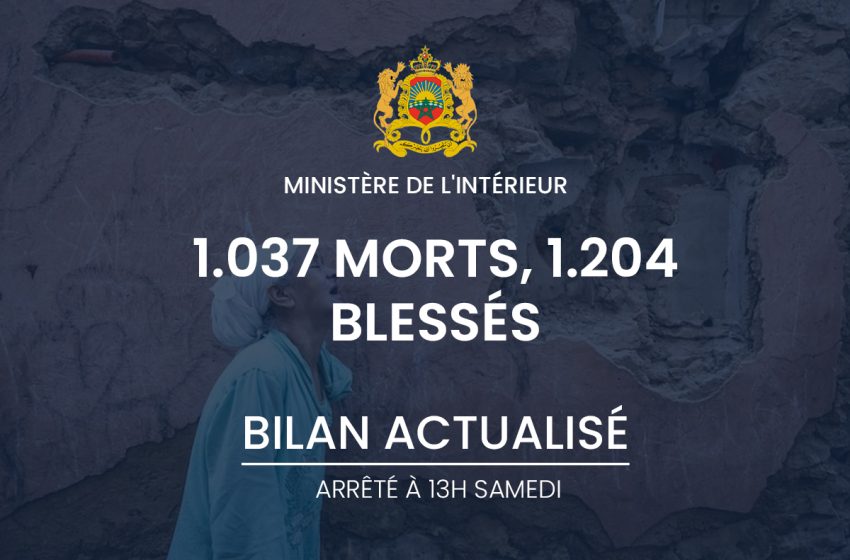  Séisme au Maroc: le bilan du séisme monte à 1.037 morts (ministère de l’Intérieur)