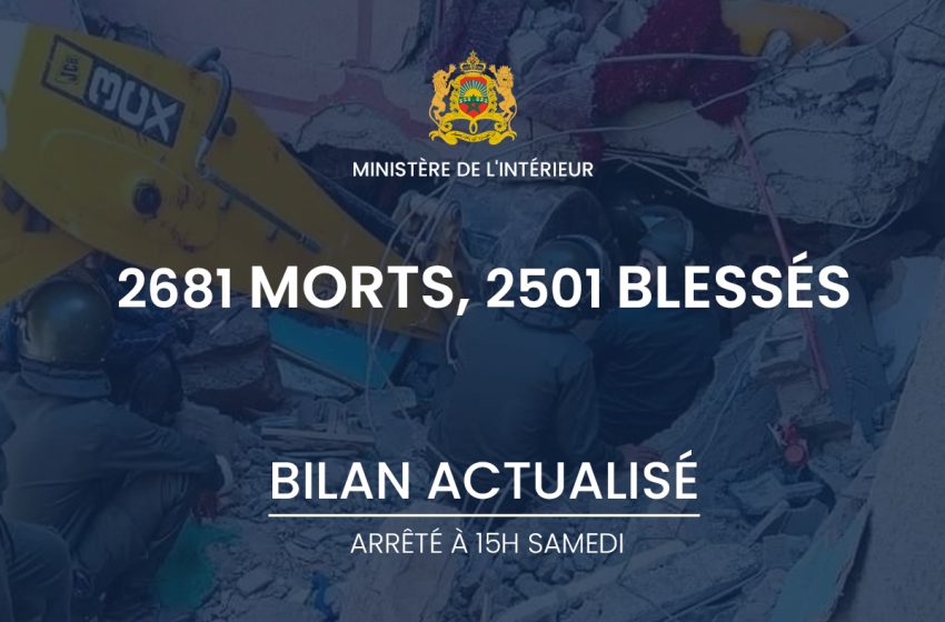  Séisme d’Al Haouz : 2.681 morts et 2.501 blessés (bilan actualisé du ministère de l’Intérieur)