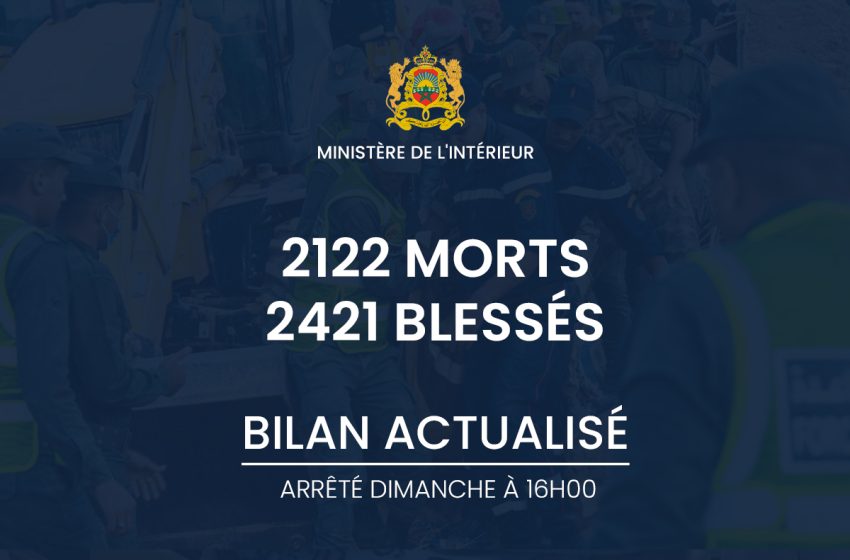  Séisme d’Al Haouz : 2122 morts selon le bilan actualisé