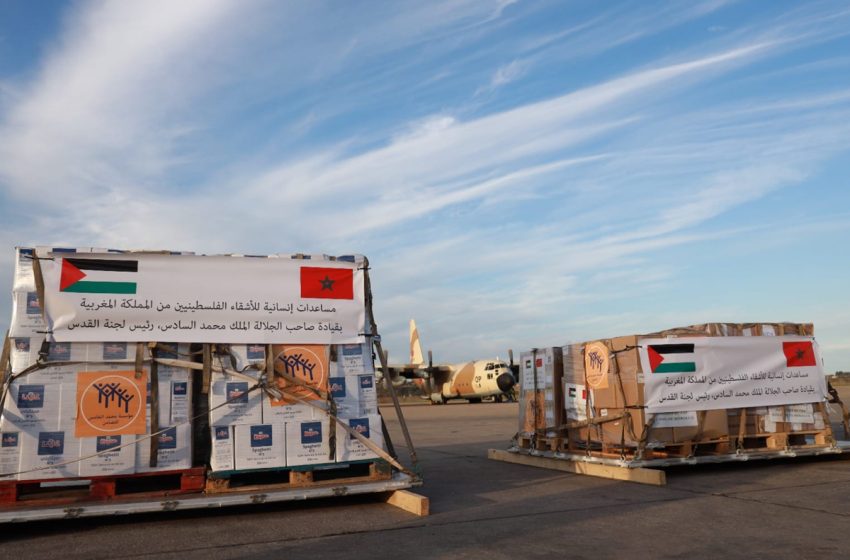  Aéroport d’El Arich: Arrivée de deux avions militaires marocains transportant des aides humanitaires destinées aux populations palestiniennes