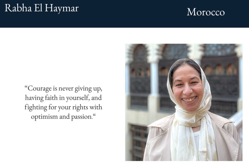 Droits des femmes: Le prix décerné à Rabha El Haymar