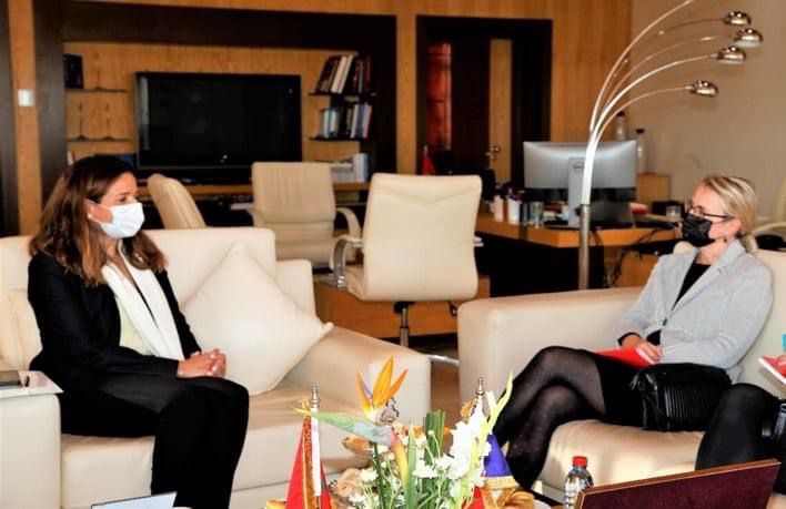  محادثات ليلى بنعلي مع السفيرة الفرنسية هيلين لوغال في مجال الطاقات المتجددة و التنمية المستدامة