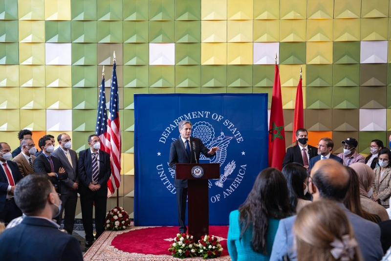  تغريدة وزير الخارجية الأمريكي بخصوص زيارته لسفارة الولايات المتحدة بالمغرب