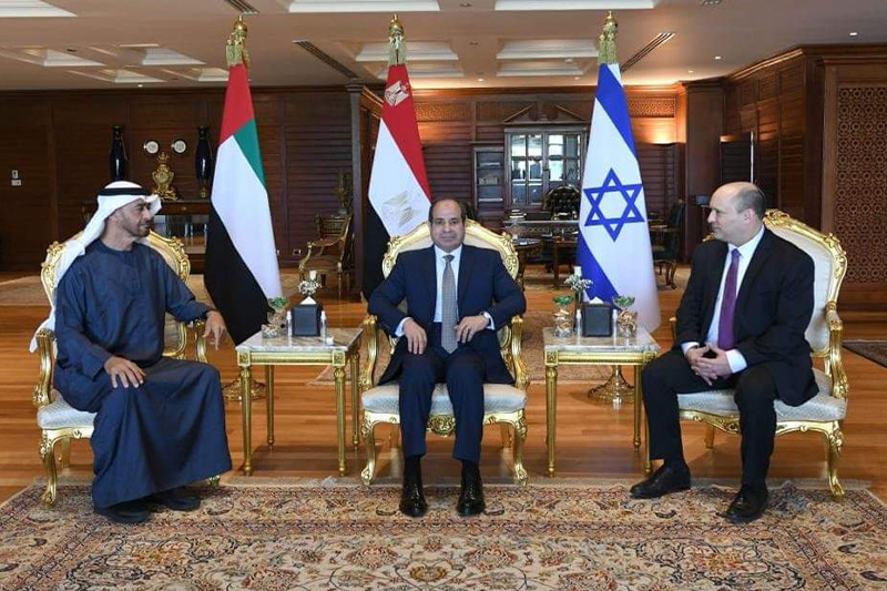 اجتماع ثلاثي بين الرئيس المصري ورئيس الوزراء الإسرائيلي وولي عهد