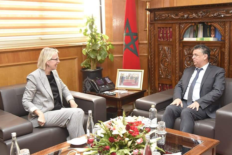  عبد اللطيف وهبي يستقبل سفيرة الجمهورية الفرنسية بالمغرب