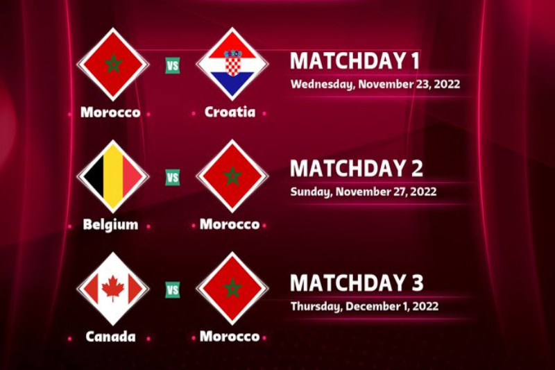 برنامج مباريات المنتخب المغربي في نهائيات مونديال قطر 2022