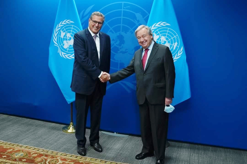  استقبال السيد أخنوش في نيويورك من طرف الأمين العام للأمم المتحدة