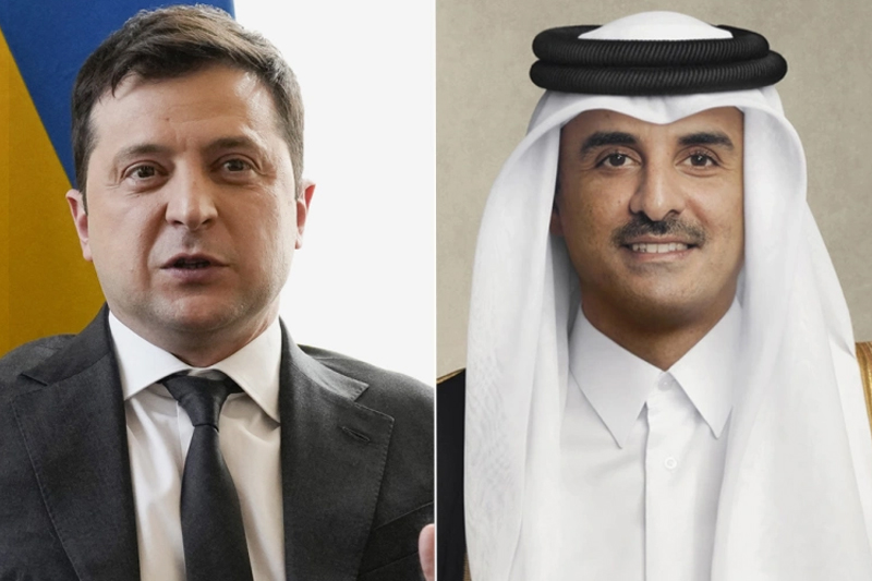  أمير قطر يبحث مع زيلينسكي تطورات الازمة الروسية الاوكرانية