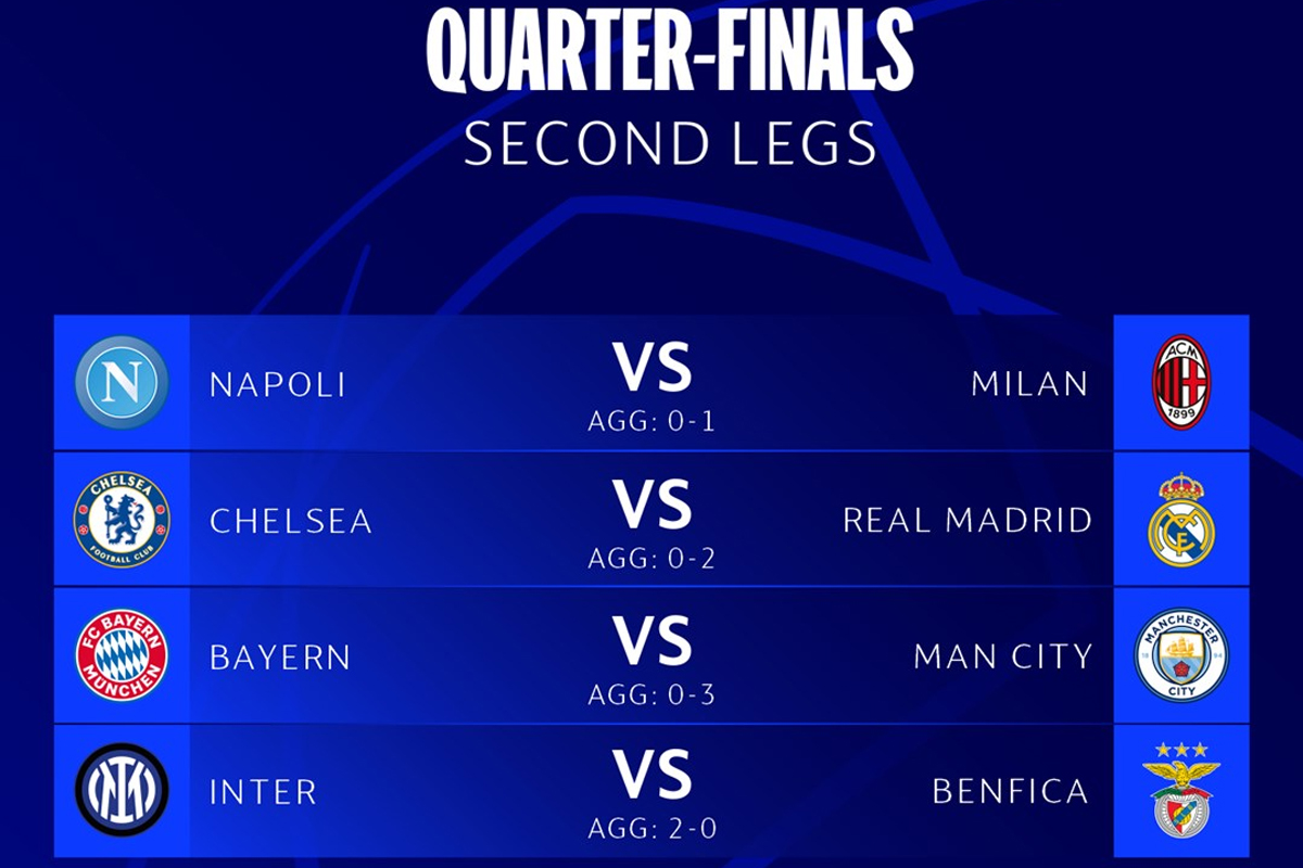 دوري أبطال أوروبا: برنامج إياب ربع النهائي