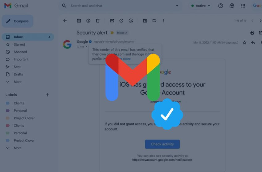 علامة توثيق زرقاء في حسابات البريد الالكتروني Gmail