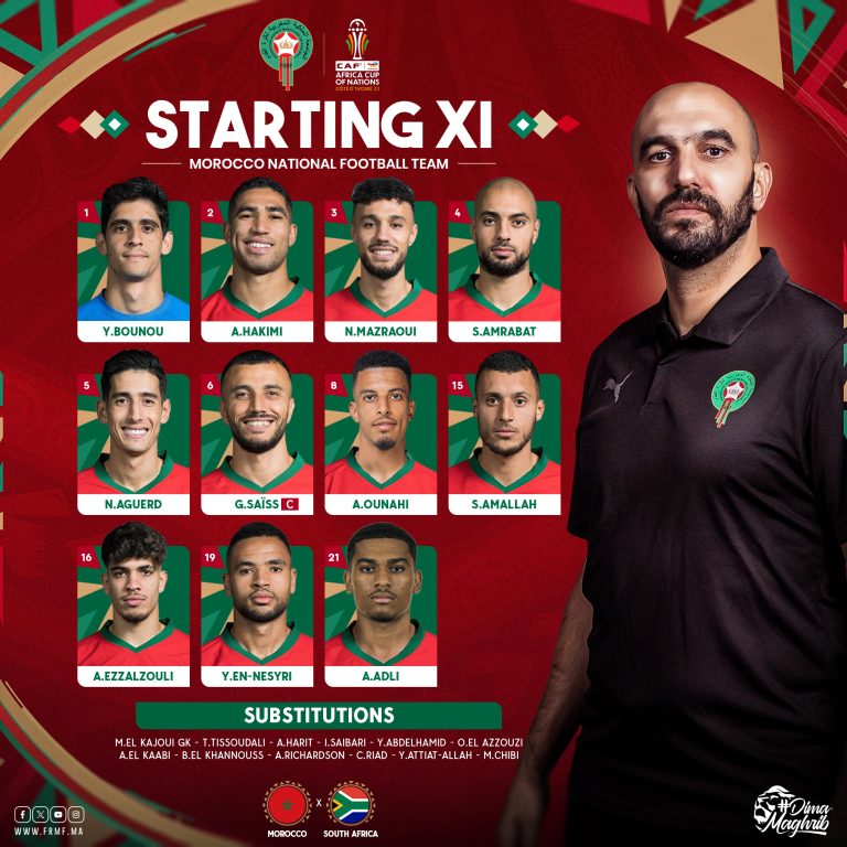 تشكيلة المغرب امام جنوب افريقيا