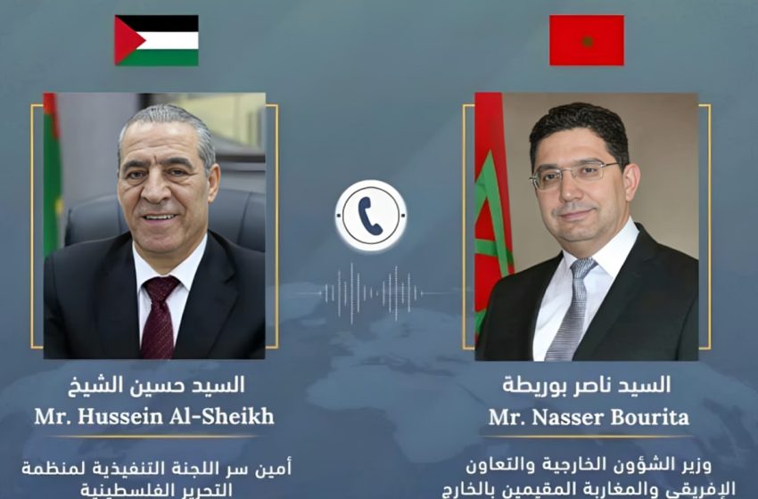  ناصر بوريطة يتلقى اتصالا هاتفيا من أمين سر اللجنة التنفيذية لمنظمة التحرير الفلسطينية