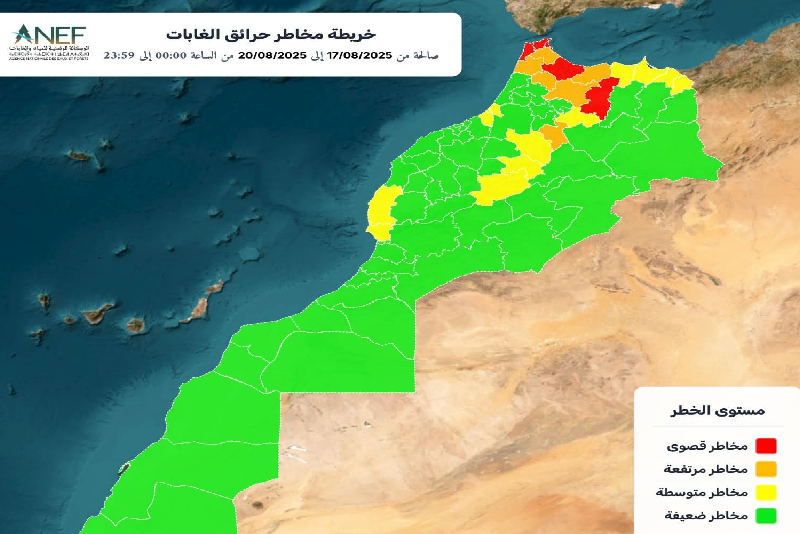 الوكالة الوطنية للمياه والغابات تصدر خرائط تنبؤ تحدد بدقة المناطق الحساسة والمعرضة لخطر اندلاع الحرائق الغابوية
